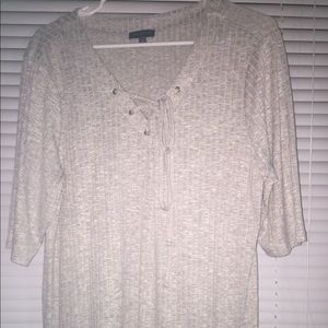 Beige Tie Up Front Shirt